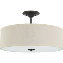 Inspire Collection Antique Bronze Three-Light 18" Semi-Flush Mount - Damp Location Listed