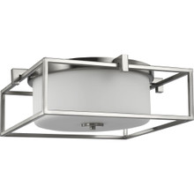 Chadwick Collection Two-Light Brushed Nickel 15-3/8" Flush Mount - Damp Location Listed