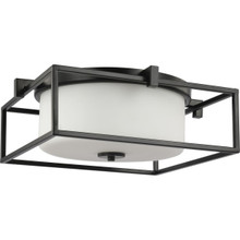 Chadwick Collection Two-Light Black 15-3/8" Flush Mount - Damp Location Listed