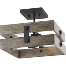 Hemsworth Collection Black Two-Light 13-1/2" Semi-Flush Mount - Dry Location Listed