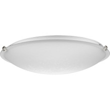 Linen Dome 20-1/4" Four-Light Transitional Brushed Nickel Etched Linen Glass Flush-Mount Light - Damp Location Listed