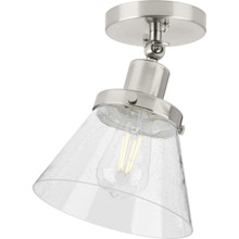 Hinton Collection One-Light Brushed Nickel and Seeded Glass Vintage Style Ceiling Light