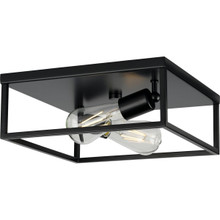 Perimeter Collection Two-Light Matte Black Modern Style Flush Mount Ceiling Light - Damp Location Listed