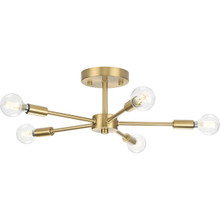 Delayne Collection Five-Light Mid-Century Modern Brushed Bronze Semi-Flush Mount Light - Dry Location Listed