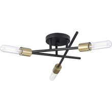 Astra Collection Three-Light 18" Antique Bronze Modern Semi-Flush Mount Light - Damp Location Listed