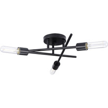 Astra Collection Three-Light 18" Matte Black Modern Semi-Flush Mount Light - Damp Location Listed