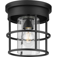 Burgess Collection One-Light Matte Black Modern Farmhouse Flush Mount - Damp Location Listed