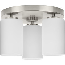 Cofield Collection 12 in. Three-Light Brushed Nickel Transitional Flush Mount - Damp Location Listed