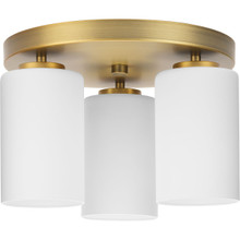 Cofield Collection 12 in. Three-Light Vintage Brass Transitional Flush Mount - Damp Location Listed