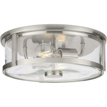 Gilliam Collection 12-5/8 in. Two-Light Brushed Nickel New Traditional Flush Mount - Damp Location Listed
