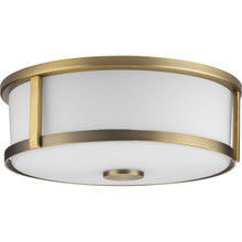 Gilliam Collection 12-5/8 in. Two-Light Vintage Brass New Traditional Flush Mount - Damp Location Listed