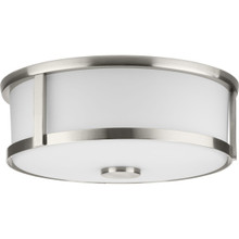 Gilliam Collection 12--5/8 in. Two-Light Brushed Nickel New Traditional Flush Mount - Damp Location Listed