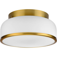 Parkhurst Collection Two-Light Brushed Bronze New Traditional 11-1/4" Flush Mount Light - Damp Location Listed