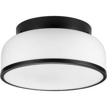 Parkhurst Collection Two-Light Matte Black New Traditional 11-1/4" Flush Mount Light - Damp Location Listed