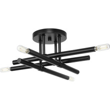Arya Collection Four-Light Matte Black Luxe 20" Semi-Flush Mount Light - Damp Location Listed