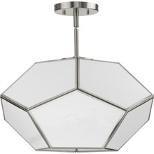 Latham Collection 18 in. Three-Light Brushed Nickel Contemporary Flush Mount - Damp Location Listed