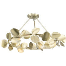 Laurel Collection 28 in. Six-Light Gilded Silver Transitional Flush Mount - Damp Location Listed