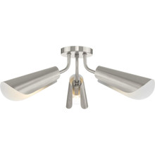Cornett Collection 44.12 in. Three-Light Brushed Nickel Contemporary Flush Mount Light - Damp Location Listed
