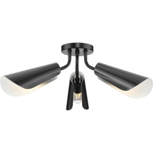 Cornett Collection 44.12 in. Three-Light Matte Black Contemporary Flush Mount Light - Damp Location Listed