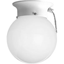 One-Light Glass Globe 6" Close-to-Ceiling - Damp Location Listed