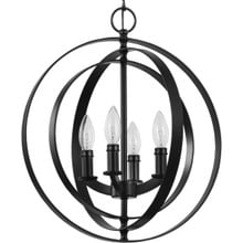 Equinox Collection Black Four-Light Sphere Pendant - Dry Location Listed