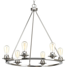 Debut Collection Six-Light Brushed Nickel Farmhouse Chandelier Light - Dry Location Listed