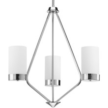 Elevate Collection Three-Light Polished Chrome Etched White Glass Mid-Century Modern Chandelier Light - Dry Location Listed