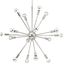 Ion Collection Sixteen-Light Polished Nickel Mid-Century Modern Chandelier Light - Dry Location Listed