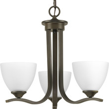 Laird Collection Three-Light Antique Bronze Etched Glass Traditional Chandelier Light - Dry Location Listed