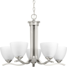 Laird Collection Five-Light Brushed Nickel Etched Glass Traditional Chandelier Light - Dry Location Listed