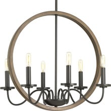 Fontayne Collection Six-Light Antique Bronze Farmhouse Chandelier Light - Dry Location Listed