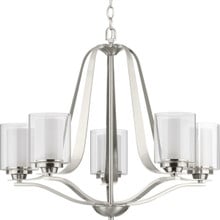 Kene Collection Five-Light Brushed Nickel Clear Glass Craftsman Chandelier Light - Dry Location Listed