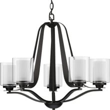 Kene Collection Five-Light Graphite Clear Glass Craftsman Chandelier Light - Dry Location Listed