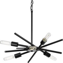 Astra Collection Six-Light 22" Matte Black Modern Chandelier - Dry Location Listed