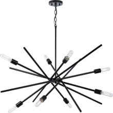 Astra Collection Eight-Light 42" Matte Black Modern Chandelier - Dry Location Listed