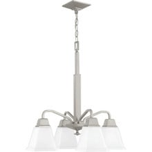 Clifton Heights Collection Four-Light Brushed Nickel Etched Glass Craftsman Chandelier Light - Dry Location Listed