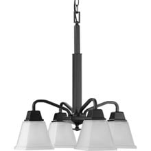 Clifton Heights Collection Four-Light Modern Farmhouse Matte Black Etched Glass Chandelier Light - Dry Location Listed