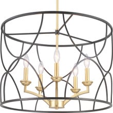 Landree Collection Five-Light Matte Black Luxe Chandelier Light - Dry Location Listed