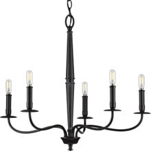 Durrell Collection Five-Light Matte Black Coastal Chandelier Light - Dry Location Listed