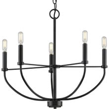 Leyden Collection Five-Light Matte Black Farmhouse Style Chandelier - Dry Location Listed