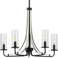 Riley Collection Five-Light Matte Black Clear Glass New Traditional Chandelier Light - Dry Location Listed