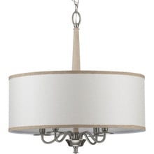 Durrell Collection Four-Light Brushed Nickel Sailcloth Linen Fabric Shade Coastal Chandelier Light - Dry Location Listed