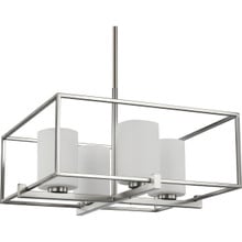 Chadwick Collection Four-Light Brushed Nickel Etched Opal Glass Modern Chandelier Light - Dry Location Listed
