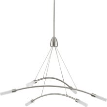 Kylo LED Collection Six-Light Brushed Nickel and Frosted Acrylic Modern Style Chandelier Light - Damp Location Listed