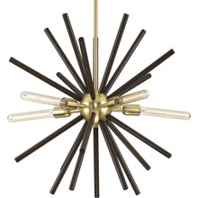 Thorpe Collection Five-Light Satin Brass Mid-Century Modern Style Chandelier Light - Dry Location Listed