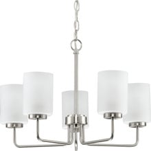 Merry Collection Five-Light Brushed Nickel and Etched Glass Transitional Style Chandelier Light - Dry Location Listed