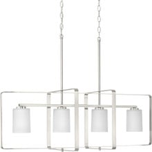 League Collection Four-Light Brushed Nickel and Etched Glass Modern Farmhouse Chandelier Light - Dry Location Listed