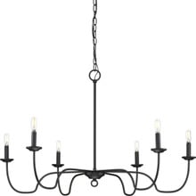 Canebrake Collection Six-Light Matte Black Farmhouse Chandelier Light - Dry Location Listed