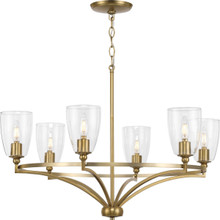 Parkhurst Collection Six-Light New Traditional Brushed Bronze Clear Glass Chandelier Light - Dry Location Listed