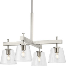 Saffert Collection Four-Light New Traditional Brushed Nickel Clear Glass Chandelier Light - Dry Location Listed